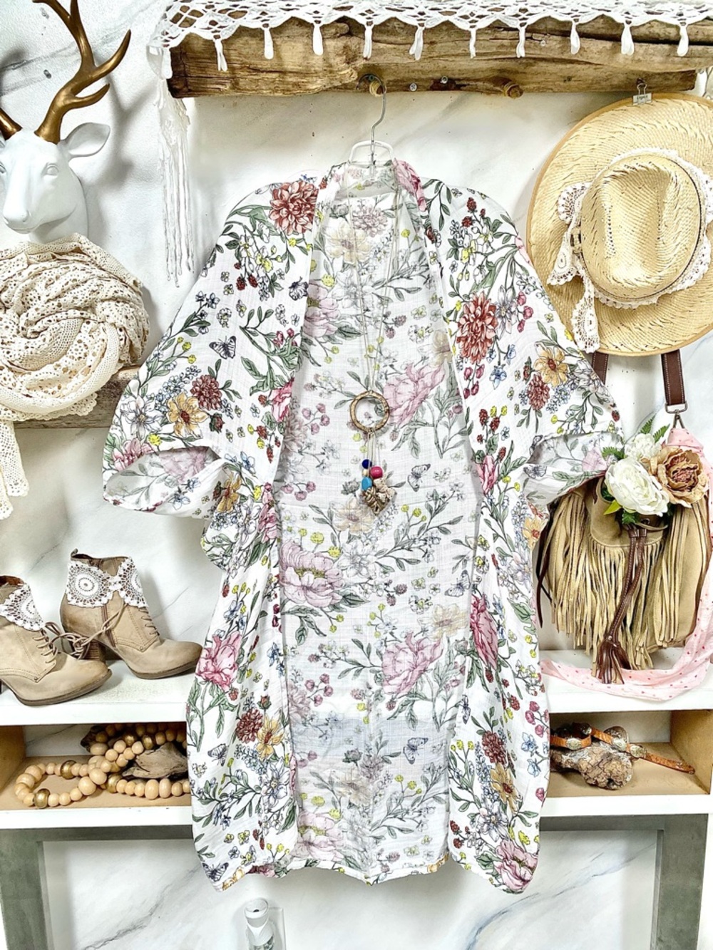 Granny boho lounge cocoon shrug kimono cover up cottagecore farmhouse vibe